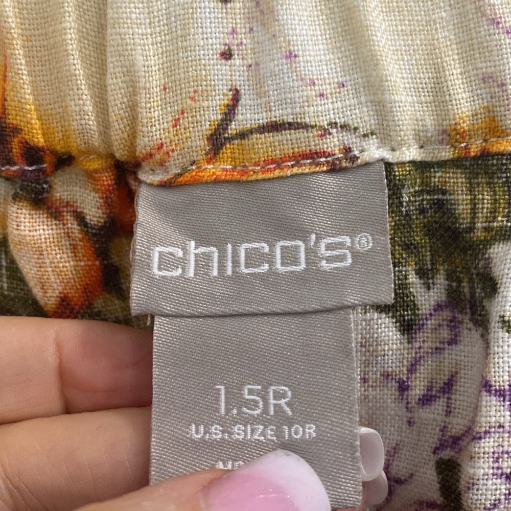NWT Chico’s 💯% Linen Floral-Print Straight-Leg Pants | Size 10 - Picture 10 of 11